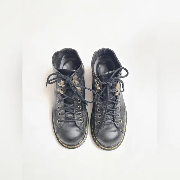 Vintage Dr. Martens Lace-Up Boots Kid's Size 3 Black Leather Classic Casual