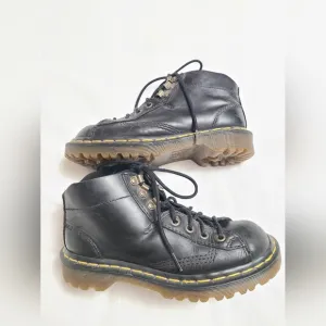 Vintage Dr. Martens Lace-Up Boots Kid's Size 3 Black Leather Classic Casual