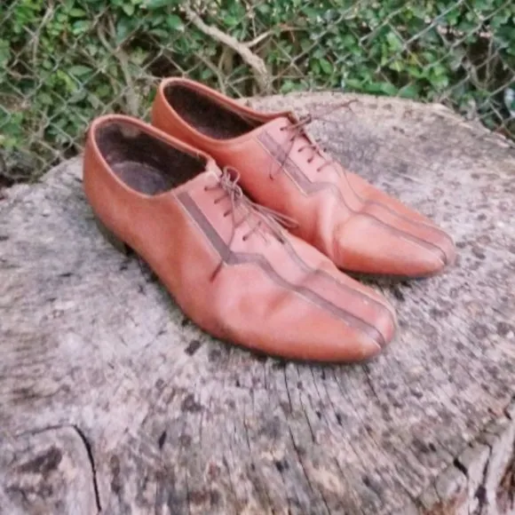 Vintage Dress Shoes/Genuine Leather Lace Up Flats