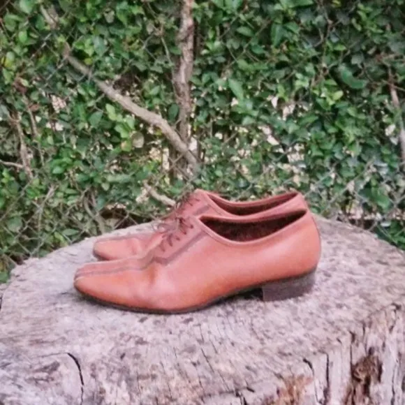 Vintage Dress Shoes/Genuine Leather Lace Up Flats