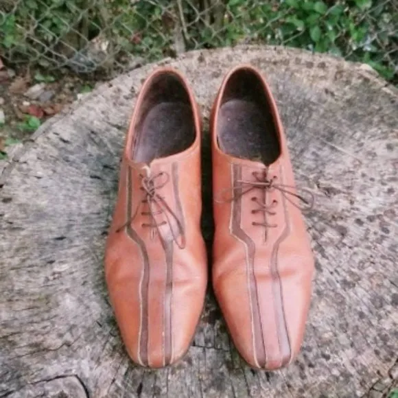 Vintage Dress Shoes/Genuine Leather Lace Up Flats
