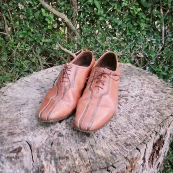Vintage Dress Shoes/Genuine Leather Lace Up Flats