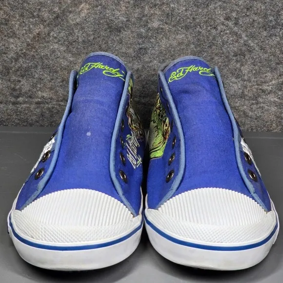 Vintage Ed‎ Hardy Men's 13 Shoes Slip On No Lace Skull Love Sneakers Y2K
