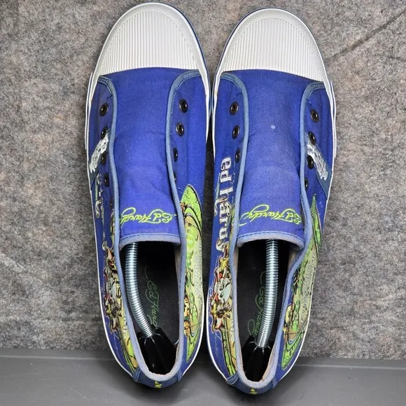 Vintage Ed‎ Hardy Men's 13 Shoes Slip On No Lace Skull Love Sneakers Y2K