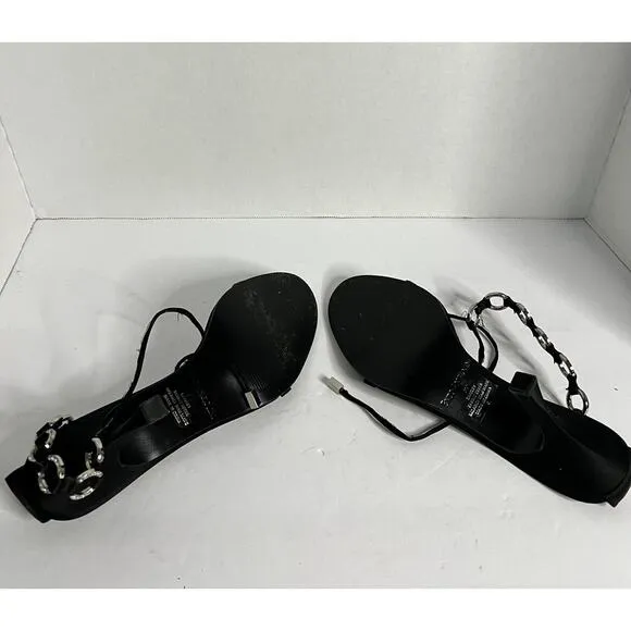 Vintage Enzo Angiolini Black Heels Strappy Rhinestone Women’s 10