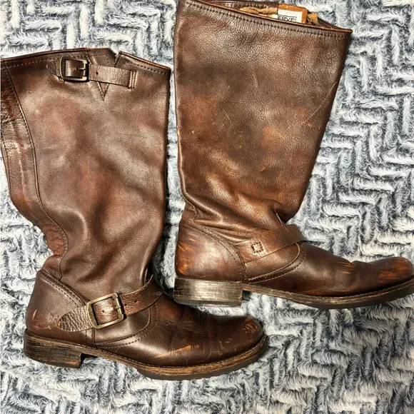 Vintage Frye Veronica Leather Brown Boots - size 10