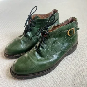 Vintage Giorgio Brutini Alligator Embossed Leather Ankle Boots with Buckle