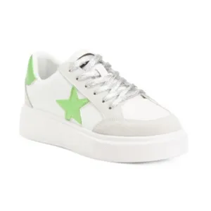 Vintage Havana Lexa Fashion Sneakers White &amp; Gray Women’s Size 8 Green Star READ