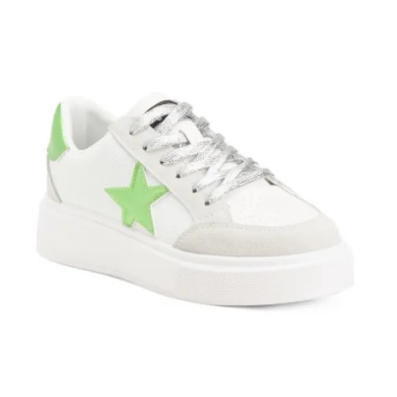 Vintage Havana Lexa Fashion Sneakers White &amp; Gray Women’s Size 8 Green Star READ