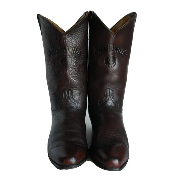 Vintage Jack Daniels Old No 7 Leather Cowboy Boots Made in USA Men's 8.5