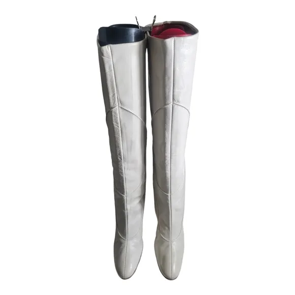 Vintage Johansen So Unmistakably Cream White Leather Boots - Women's Size 7AA