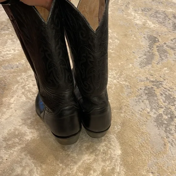 VINTAGE JUSTIN BLACK COWBOY WESTERN BOOTS Size 9.5D LEATHER