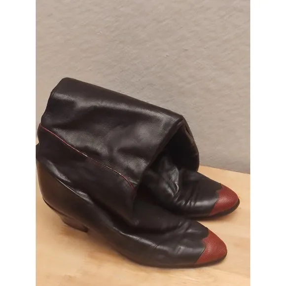 Vintage Maud Frizon Leather Boots Slouch Made In Italy Sz 38