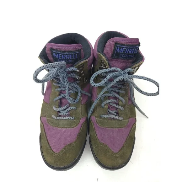 Vintage Merrell Eco Hike Boots Women’s Size 8 Camping Leather Purple