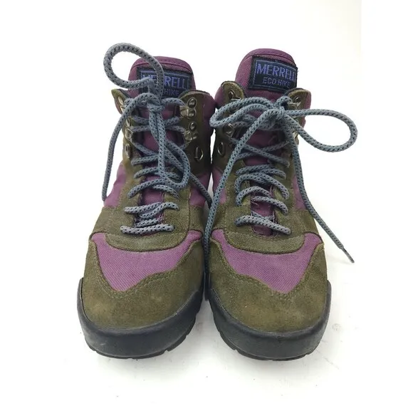 Vintage Merrell Eco Hike Boots Women’s Size 8 Camping Leather Purple