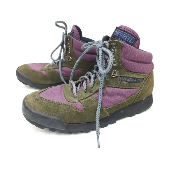 Vintage Merrell Eco Hike Boots Women’s Size 8 Camping Leather Purple