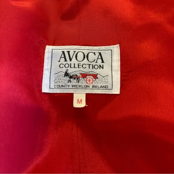 VINTAGE RED WOOL COAT PEACOAT OVERCOAT TARTAN COLLAR JACKET HOLIDAYS OVERSIZED