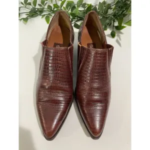 Vintage Sabree Brown Leather Pointed-Toe Slip-On Shoes Size 5.5 For Women's