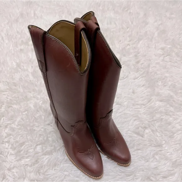 Vintage Sears Cowgirl Boots Brown Genuine Leather Cowgirl Boots Cowboy Boots