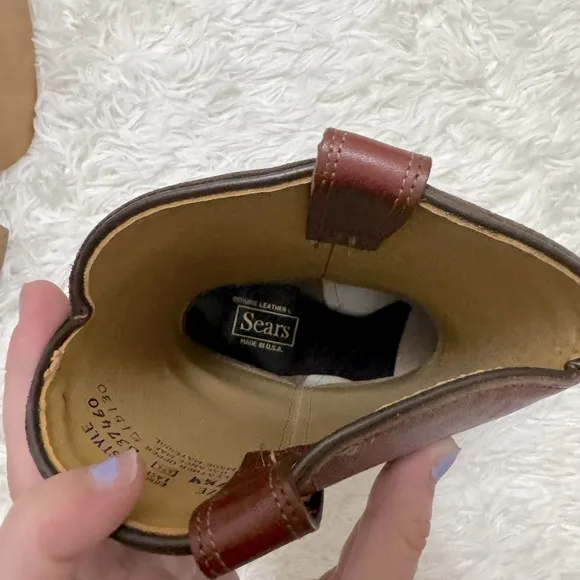 Vintage Sears Cowgirl Boots Brown Genuine Leather Cowgirl Boots Cowboy Boots