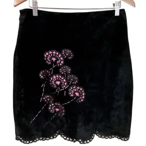 Vintage Skirt Womens 12 Suede Leather Laser Cut Outs Pencil Boho Fairy Y2K