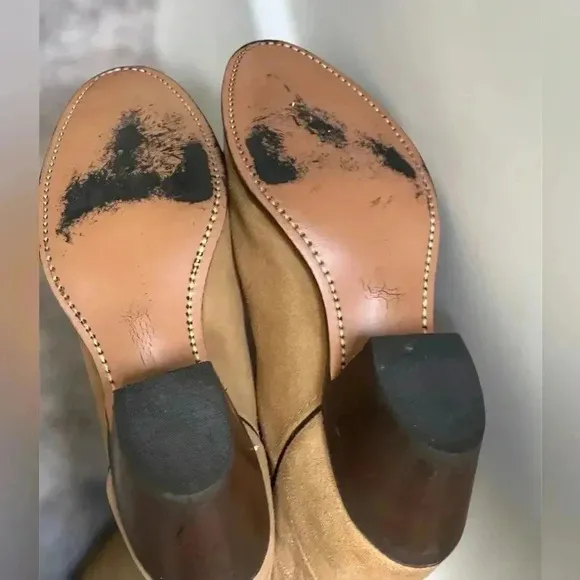 Vintage Texas Boot Co. Suede Cowboy Embroidered Boots – Style 4906 Tan Women’s 7