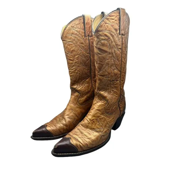 Vintage Texas Imperial Cowboy Boots Leather Golden M81 Western USA Men's 9.5 D