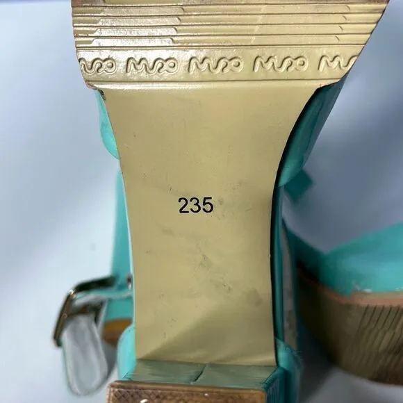 Vintage Turquoise Patent Leather Heels W7 L D Fashion Lady Shoes