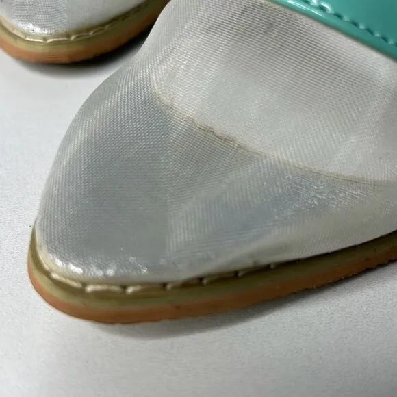 Vintage Turquoise Patent Leather Heels W7 L D Fashion Lady Shoes