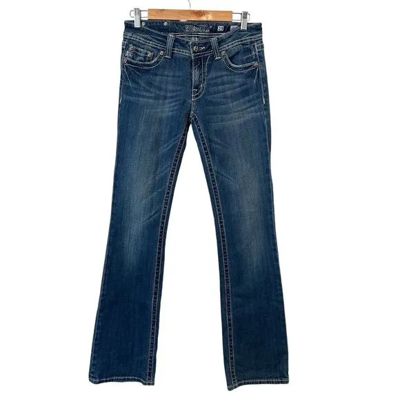 Vintage Y2K Miss Me Cross Embellished Back Pocket Low Rise Bootcut Jeans Size 29