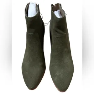 Violet &amp; Red Olive Suede Ankle Boots with Pointed Toe - Size 9