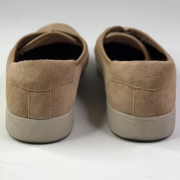 Vionic Jean Suede sneakers pull on elastic laces camel tan 8