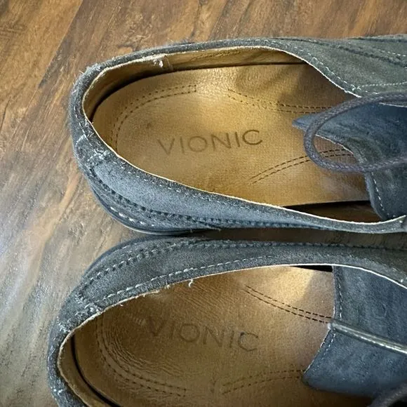 VIONIC Mens Bruno Wingtip Oxford Derby Shoes Lace Up in Suede Gray