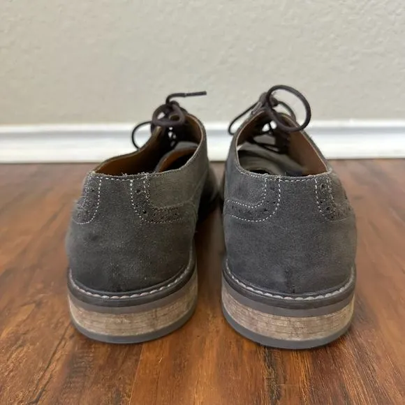 VIONIC Mens Bruno Wingtip Oxford Derby Shoes Lace Up in Suede Gray