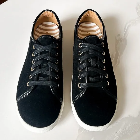 VIONIC Sunny Brinley Black Suede Leather Lace Up Sneakers Womens Sz 9.5