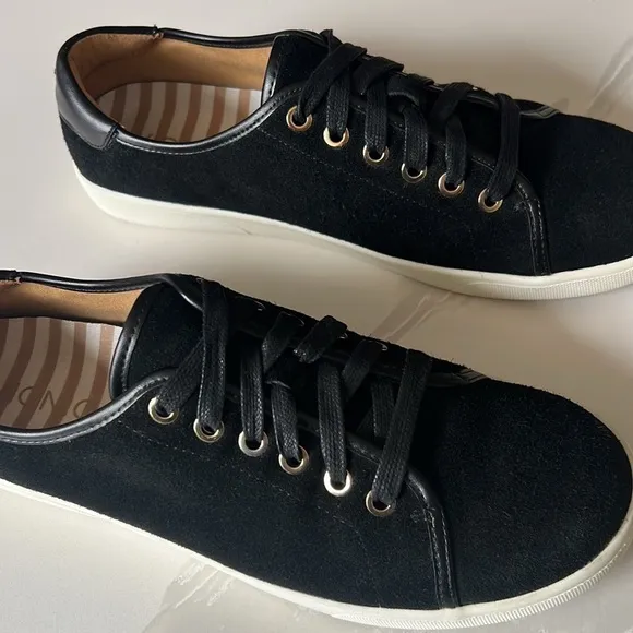VIONIC Sunny Brinley Black Suede Leather Lace Up Sneakers Womens Sz 9.5