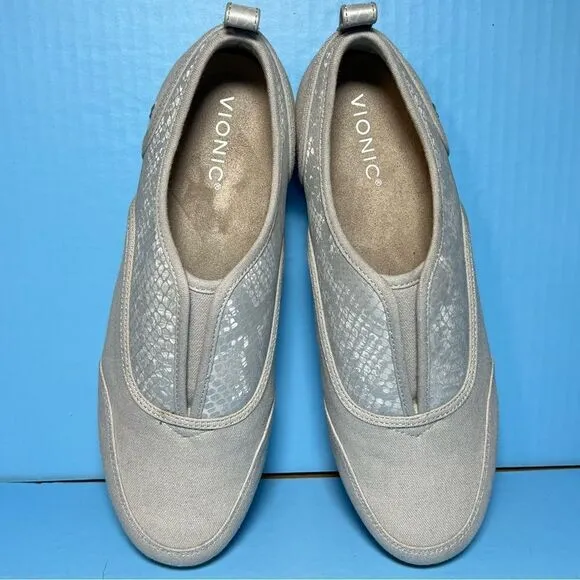 Vionic Womens Denver Silver Grey Slip On Shoes 10
