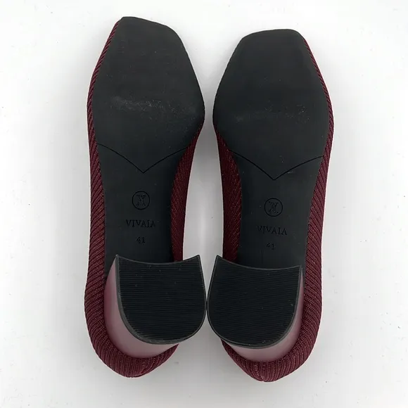 VIVAIA women’s Melody square Toe Chunky Heels sparkly burgundy pumps shoes 41/10
