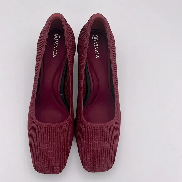 VIVAIA women’s Melody square Toe Chunky Heels sparkly burgundy pumps shoes 41/10