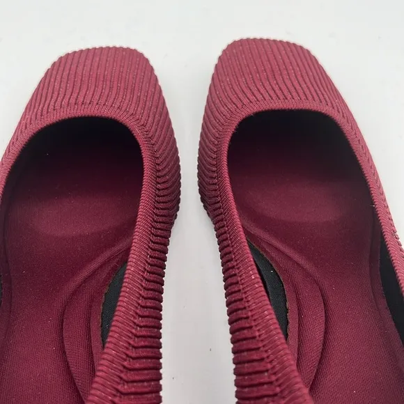 VIVAIA women’s Melody square Toe Chunky Heels sparkly burgundy pumps shoes 41/10