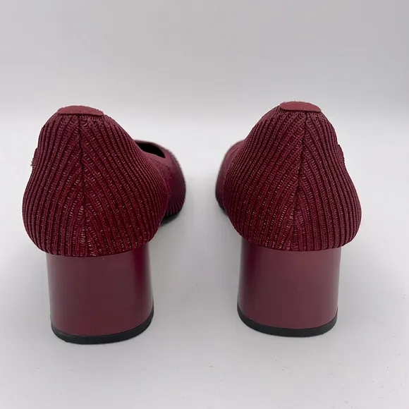 VIVAIA women’s Melody square Toe Chunky Heels sparkly burgundy pumps shoes 41/10