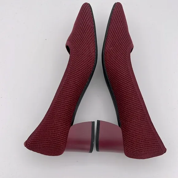 VIVAIA women’s Melody square Toe Chunky Heels sparkly burgundy pumps shoes 41/10