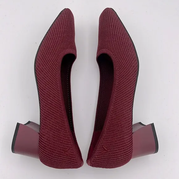 VIVAIA women’s Melody square Toe Chunky Heels sparkly burgundy pumps shoes 41/10