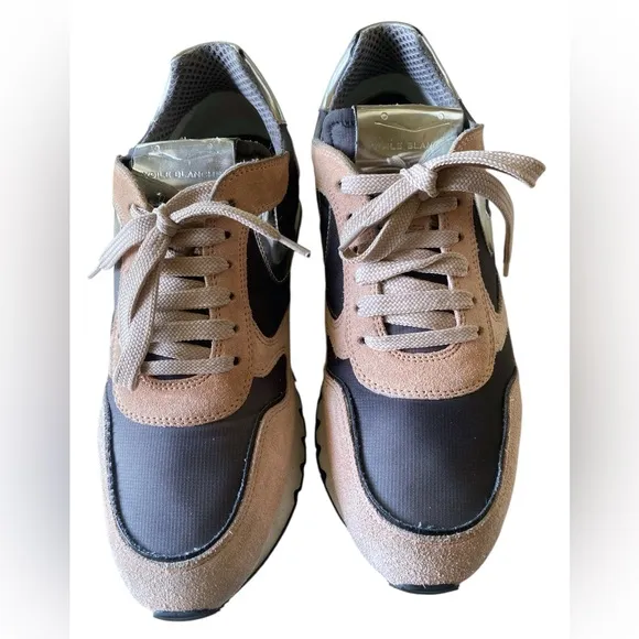 VOILE BLANCHE JULIA POWER Suede &amp; Washed Fabric Sneakers PeachPink &amp; Grey 40/10