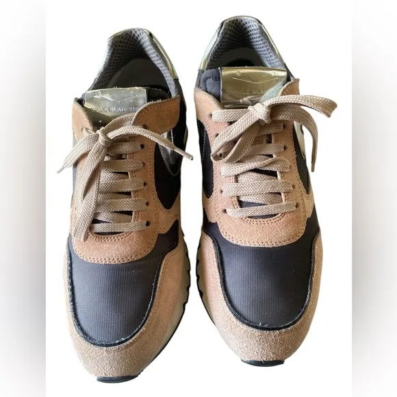VOILE BLANCHE JULIA POWER Suede &amp; Washed Fabric Sneakers PeachPink &amp; Grey 40/10