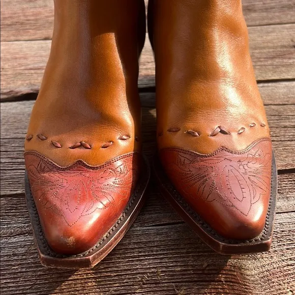 VTG Charlie 1 Horse Tan Leather Western Boots