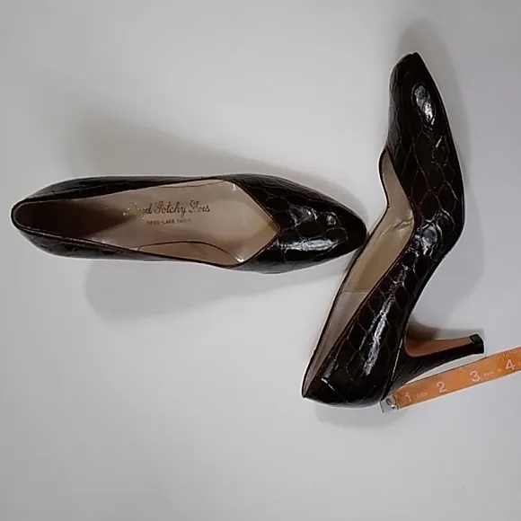 VTG Genuine Reptile Cort Ltd Reno Lake Tahoe Leather Women's Heels Shoes Sz 7.5