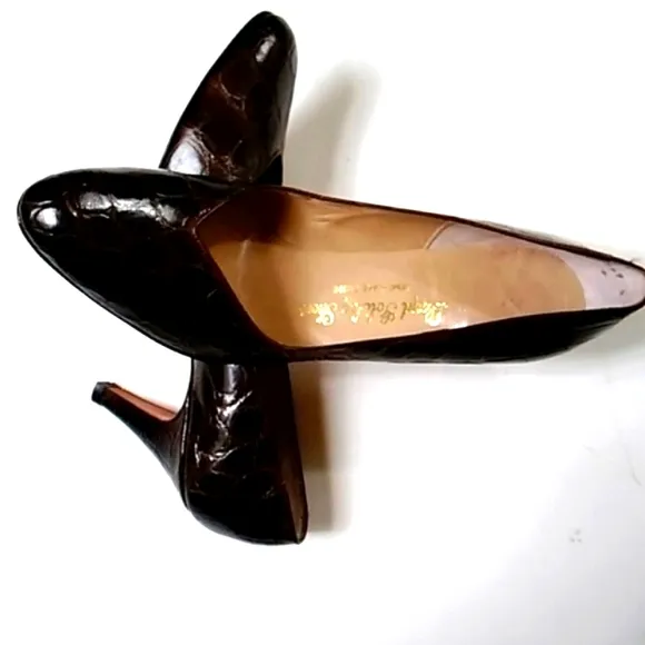 VTG Genuine Reptile Cort Ltd Reno Lake Tahoe Leather Women's Heels Shoes Sz 7.5