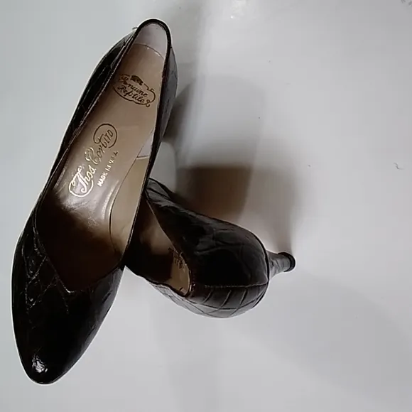 VTG Genuine Reptile Cort Ltd Reno Lake Tahoe Leather Women's Heels Shoes Sz 7.5