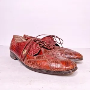 VTG Marco Vicci Genuine Snakeskin Oxford Shoes Cognac Tan Size 10.5 Men’s